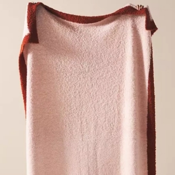 Anthropologie Rodi Bouclé Throw Blanket - peach pink/burgandy - Picture 3 of 10